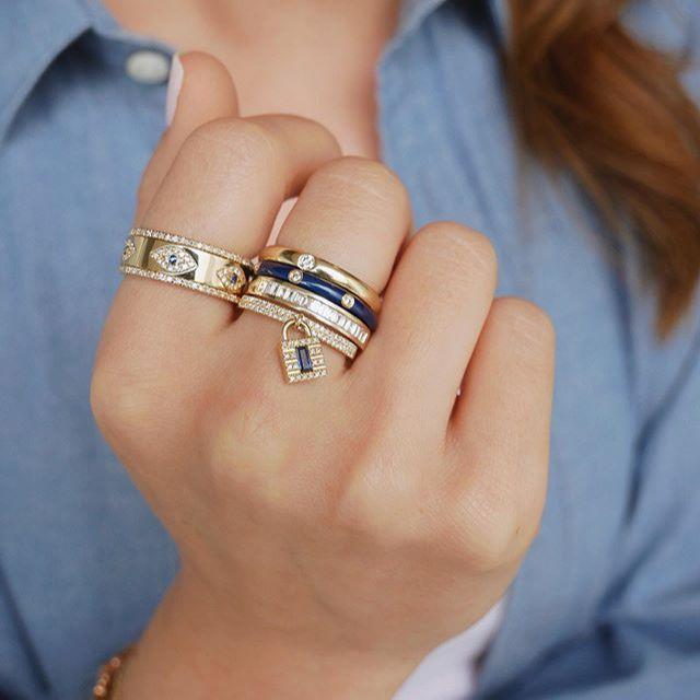 

Cluster Rings Fashion Red White Blue Green CZ Stone Cute Small Lock Charm Colorful Ring Women Girl Gold Color Top Quality Delicate JewelryCl