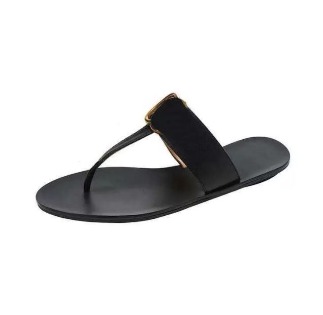 

2022 Slipper Summer Sandals Fashion Men Beach Indoor Flat Flip Flops Leather Lady Women Shoes Ladies Slippers Size 35-42, As picture 3