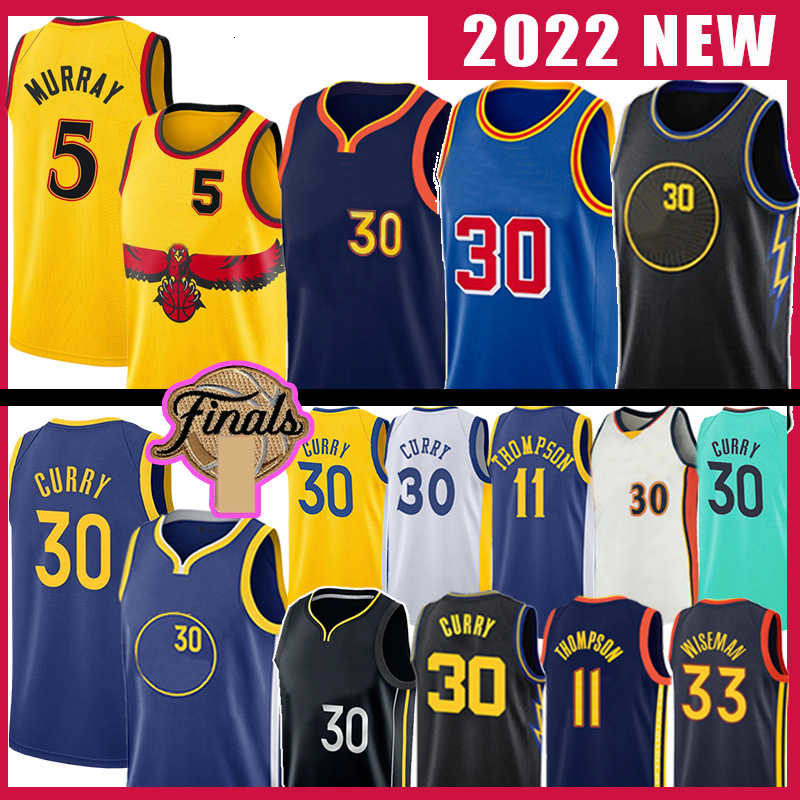 Maillot de basket-ball Stephen Curry pour hommes en gros personnalisé Dejounte Murray 30 Klay Thompson James Wiseman 75e anniversaire NCAA MVP Ma