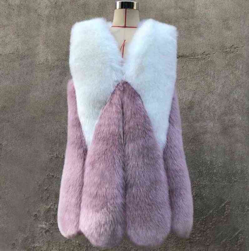 

Womens Patchwork Sleeveless Faux Fur Waistcoat Vest Winter Gilet Coat Jacket B2 T220810, Pink