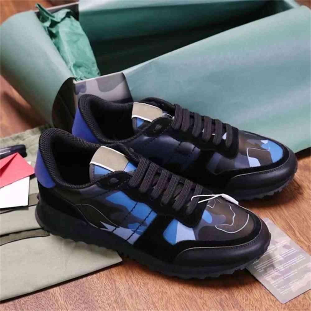 

Men Rockrunner Camouflage designer shoes Noir fabric nappa sneaker Genuine Leather Mens Women Flats Luxury trai Valentinoe''Valentinoity KUO, Color 4