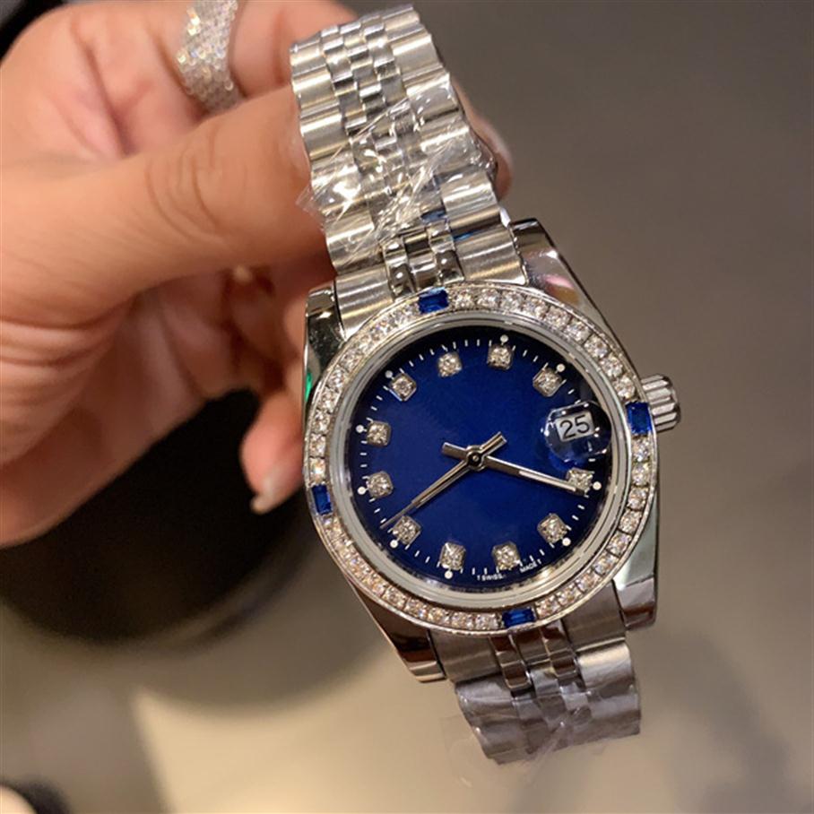 

Luxury ladies watch, 31mm 36mm classic exquisite, diamond embellishment, mechanical automatic, five bead stainless steel belt, swi176t, Blue