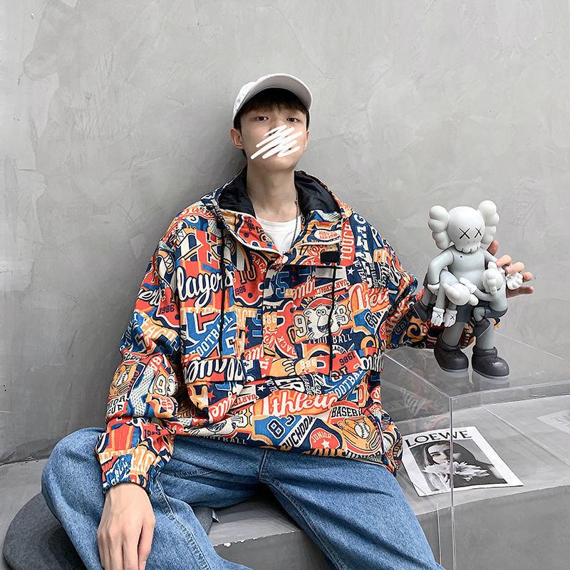

Men's Jackets Pullover Jacket Boys Loose Graffiti JacketMen's, 01