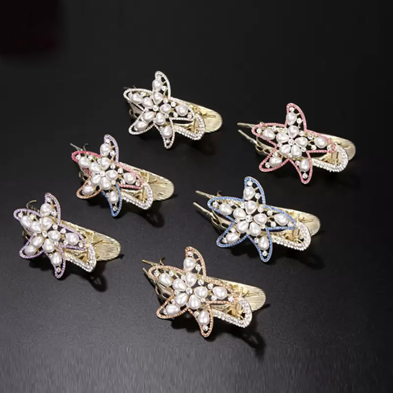 

Female Hairpin Pins Headdress Metal Clip Inlaid crystal Three Teeth Card issuance Back head Gripper Dish up Duckbill clips