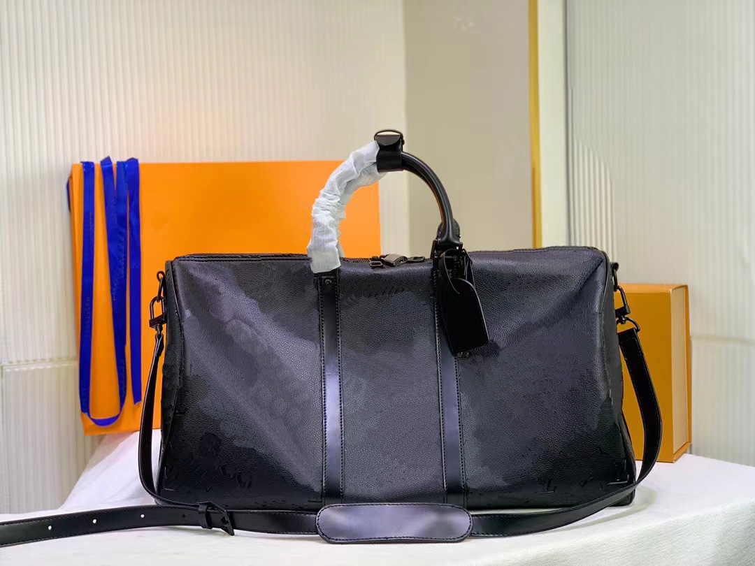 

High Quality Men's Fashion Duffel Bag Black Nylon Travel Bag Men's Hand Luggage Gentleman Business Tote Bag with Shoulder Strap Compliment, 41416#black