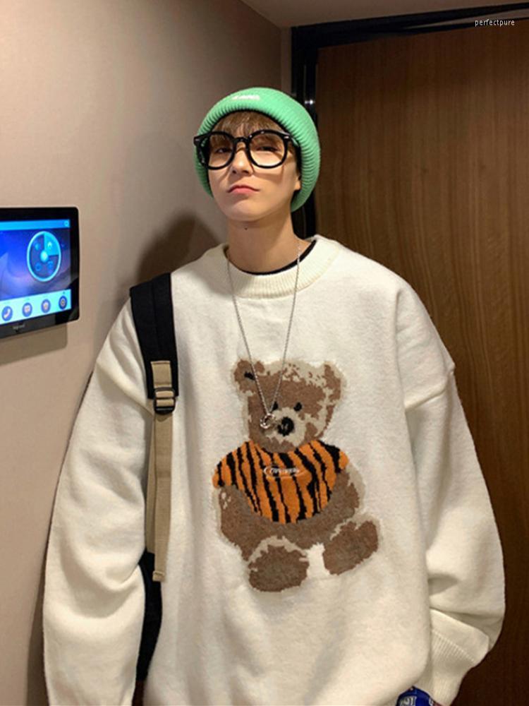 

Men's Sweaters Embroidery Bear Sweater For Men Fall Winter Lazy Style Fashion Pullovers BR Harajuku Hip Hop Casual Knitted Oversize Perf22, Black