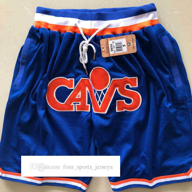 

Cleveland''Cavaliers''Men Basketball Shorts JUST DON Stitched Mitchell and Ness With Pocket Zipper Sweatpants Mesh Retro Sport PANTS S-2XL