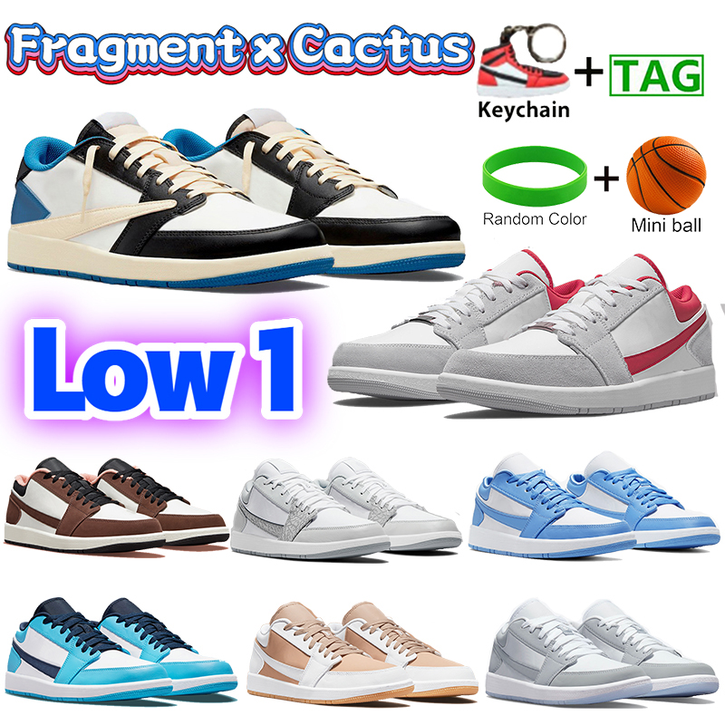 

Fashion 1 1s Low Basketball Shoes Fragment x Cactus Mocha Starfish GAI Men Women Sneakers University Blue SE Light Smoke Grey Gym Red White Tan Gum White Camo Trainers, #48- shoes box