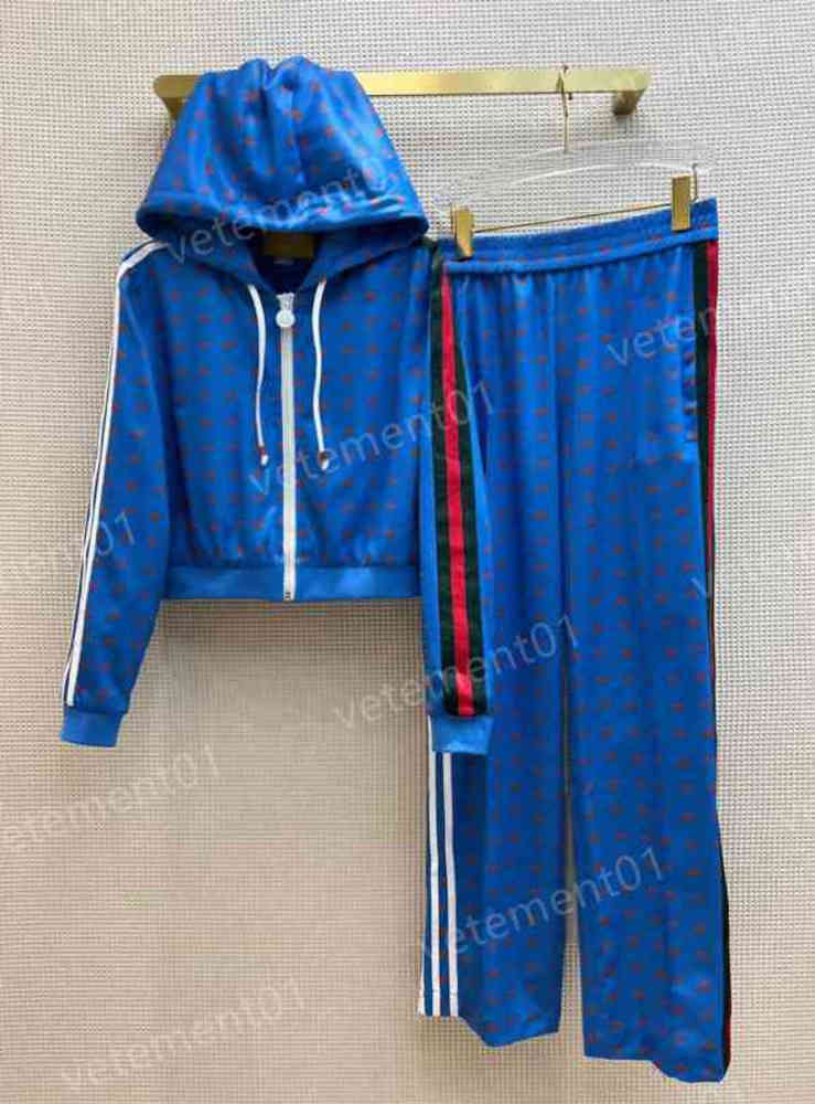 

Womens Two Piece Pants Century Edition Hooded Cropped Zip Jacket And Straight Track Pants 2 Piece Women Designer Tracksuits 0912