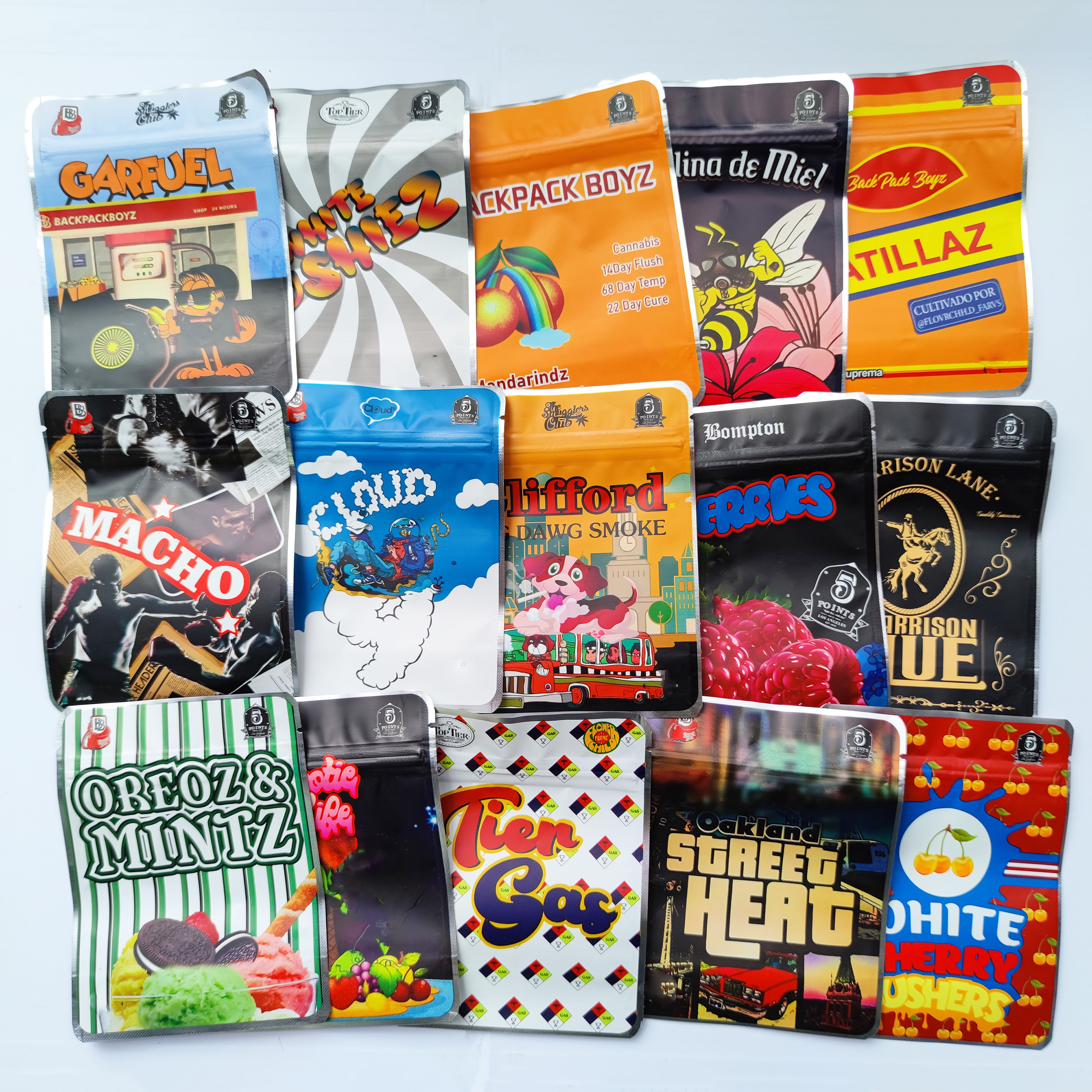 

Backpack Boyz Cali Packs Resealable Smell Proof Bags 50 Kinds clifford piss sweet potato mylar bags gummy Italian Ice Child proof Edibles Dry Herb Flower Packaging
