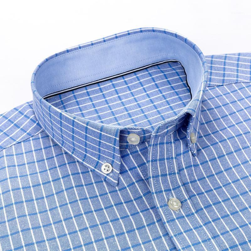 

Men Shirt Slim Fit Big Plaid 60% Cotton Solid Business Dress Shirts Regular Long Sleeve Autumn Men's Casual, 1926-01