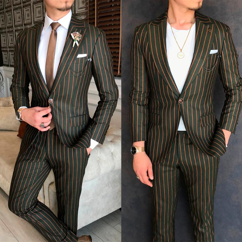 

Men's Suits & Blazers Dark Green Men Suit Tailor-Made 2 Pieces Modern Pinstripe One Button Blazer Pants Fashion Wedding Groom Causal Prom Ta, Purple