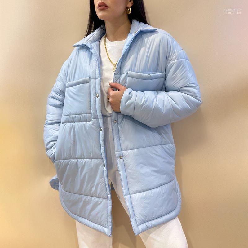 

Women's Down & Parkas Conkor Fashion Casual Simple Turn Collar Women Elegant Solid Pockets Coats Lightweight Cotton Jackets Ladies Guin22, Blue