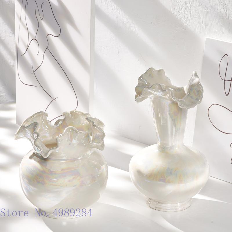 

Vases Creative Ceramic Vase Shell Gloss White Flower Abstract Irregular Arrangement Hydroponics Ornaments Home Decoration