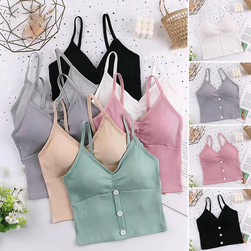 

Women's Tanks & Camis Ly Women's Casual V Neck Ribbed Knit Front Crop Cami Top With Soft Replacement Pad SleevelessWomen's, Skin color