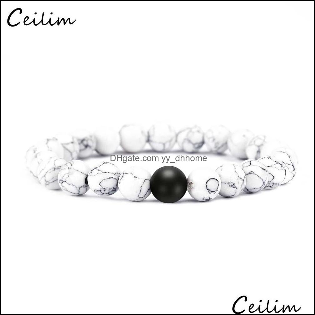 

Beaded Strands Bracelets Jewelry New Fashion Geometric Beaded Men Simple Classic Natural Stone Bead Charm Bangles For Gift Drop Delivery