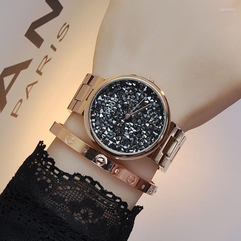 

Wristwatches Brand Ladies Wrist Watch Beauty Clock Lmitation Diamond Quartz Bracelet Watches Relojes Montre Femme HorlogeWristwatches Wristw, Black