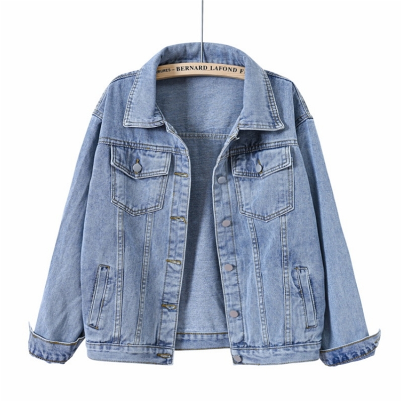 

Women Jackets Spring Autumn Outwear Denim Coat Solid Turn Down Collar Cotton Jacket For Female 220816, Blue