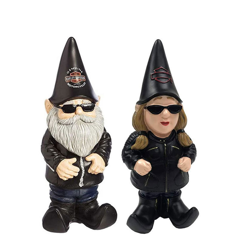 

Harley Locomotive Gnome Ornament Couple Statues Motorcycle Gnome Miniature Decoration Mini Dwarf Craft Garden Decoration 220611
