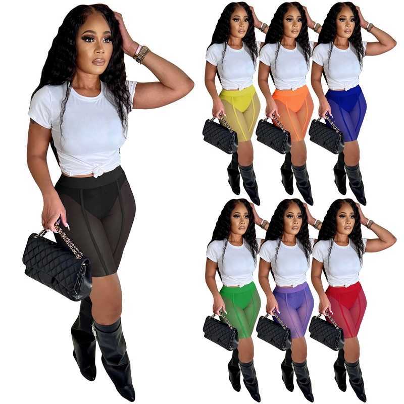 

2022 Womens Yoga Pants Designer Clothing Sexy Mesh Nightclub Perspective Casual Tight Capris Shorts With Underwear, Purple