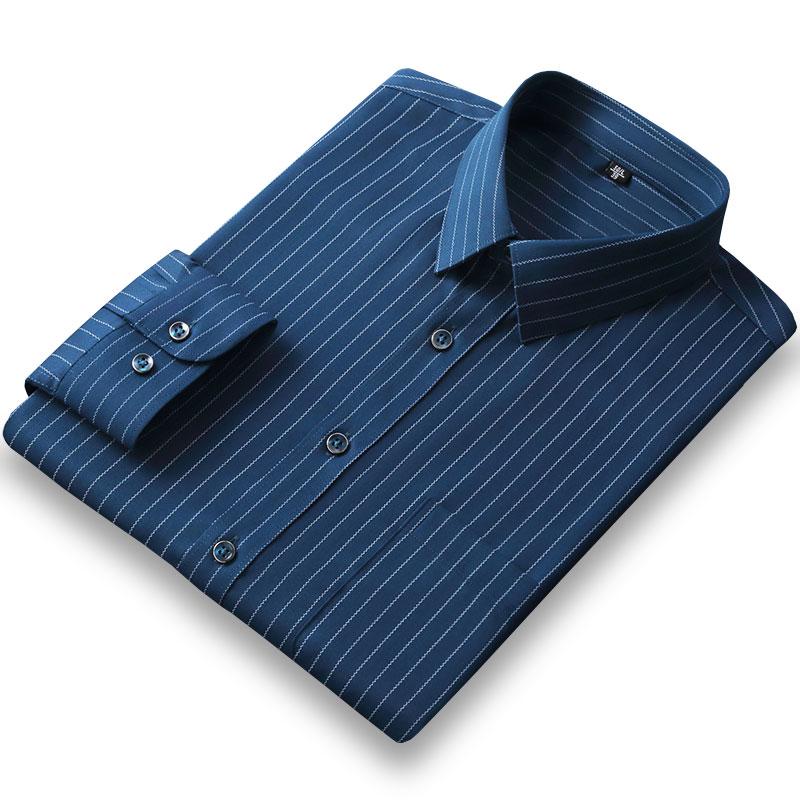 

Men's Dress Shirts Trend Men Long Sleeve Bamboo Fiber Striped Shirt Fashion Stretch Social Formal Business Casual For ManMen's, 26194