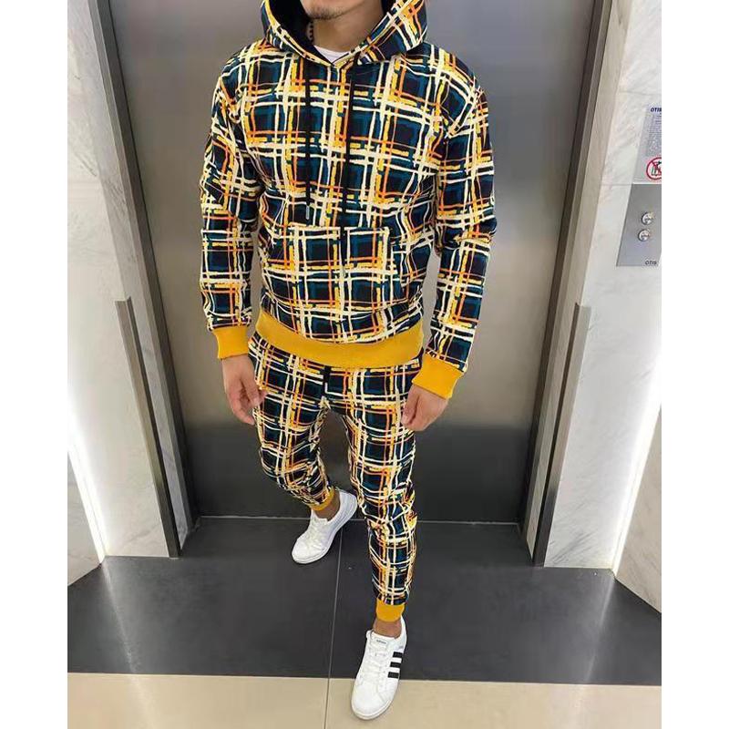 

Men's Tracksuits Winter Fleece Men Sets Printed Zipper Hoodie Sweatpants Sweatshirt Casual Sportswear Men's Clothes Sport Two Piec SuitM