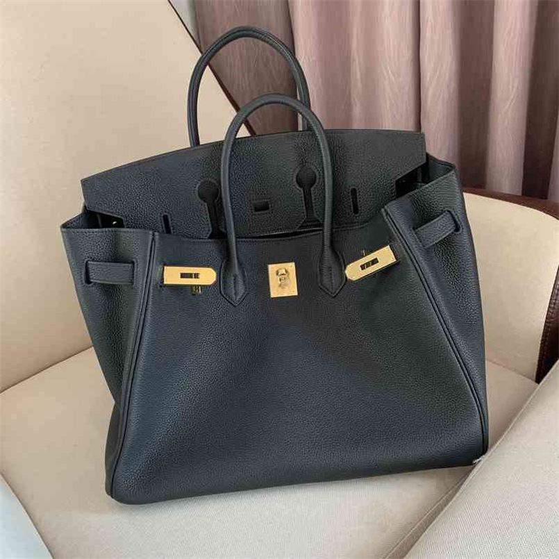 

platinum Designer Herme Bags Birkins bag cowhide lychee pattern leather hand lock black versatile leisure light luxury bag Have Logo, 25cm other color gold and silver buckle