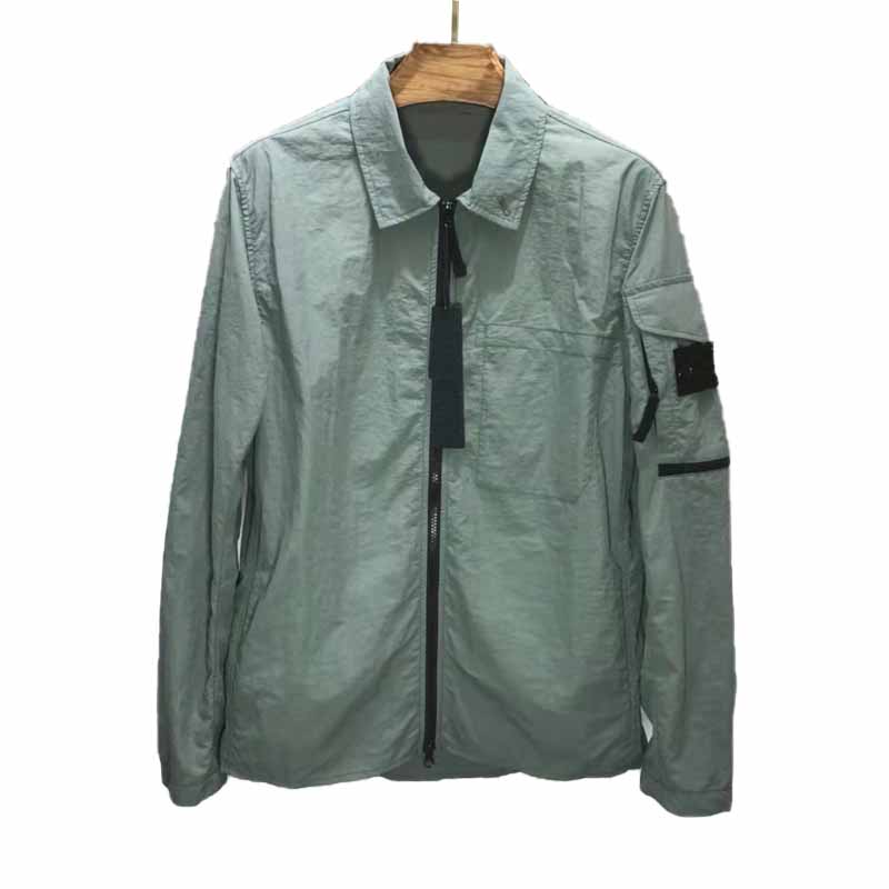 Men's Jackets 2024 spring and autumn new solid color metal nylon lapel casual zipper coat
