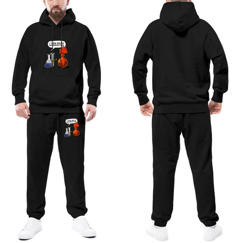 

Men's Tracksuits Chemistry Tracksuit Set You Are Overreacting Funny Science Summer Sweatsuits Man Sweatpants And Hoodie Hip Hop, Black-style