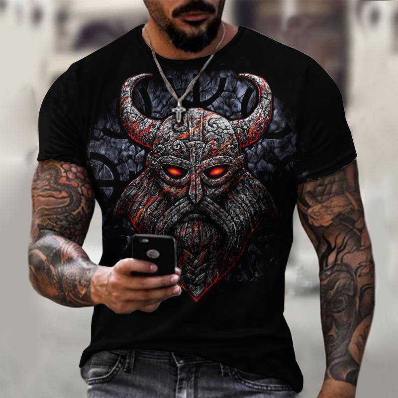

Men's T-Shirts Summer Bull Head 3D Printing Men T-shirt Oversized Breathable Quick-drying Round Neck Short-sleeved Skull Funny Top, Tyz00023gc