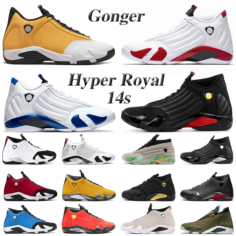 

14 14s men basketball shoes gonger candy cane gym red hyper royal university blue black toe thunder trainer sport sneakers size 7-13, 19