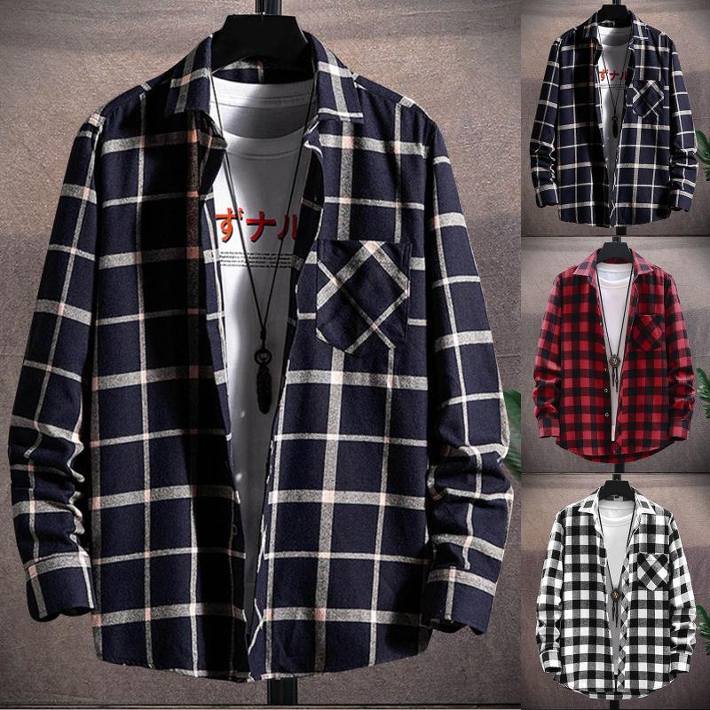 

Men's Casual Shirts Men Fashion Fashionable Square Printing Lightweight Breathable Long Sleeve Lapel Formal ShirtMen's, Red