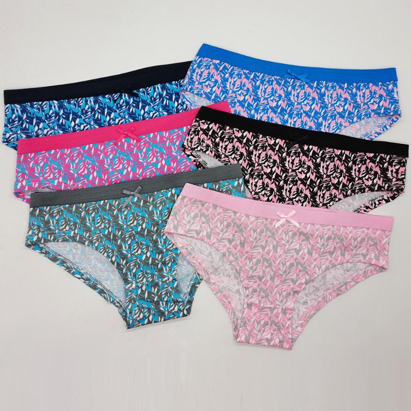 

Panties Girls Underwear 6pc/lot Cotton Flower Low Waist Briefs Young Girl Teenagers Wholesales Students M-XL, Beige