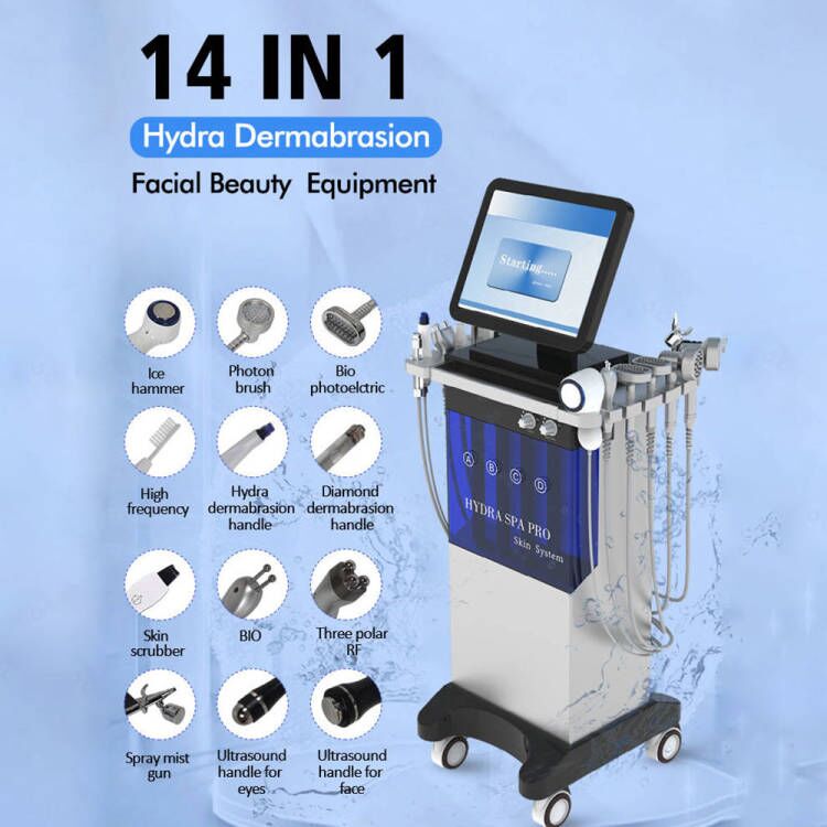 Spa Salon 14 In 1 High Frequency Hydra Aqua Facial Skin Care Oxygen Microdermabrasion Peeling Machine Diamond Dermabrasion Hydrodermabrasion Whit-image-760812930