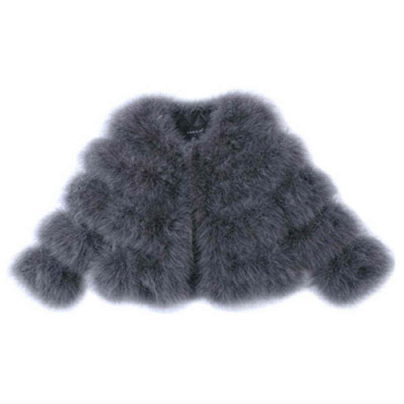 

Ostrich Fur Coat Female Furry Long Sleeves 2022 New Winter Women's Fur Jackets Solid Female Outerwear Trendy Lady Warm Clothes T220810, Gray
