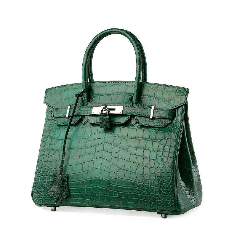 

Luxury Handbags Herme birkins bags Crocodile skin women's bag 2022 leather large capacity hand belly 30, Yellow