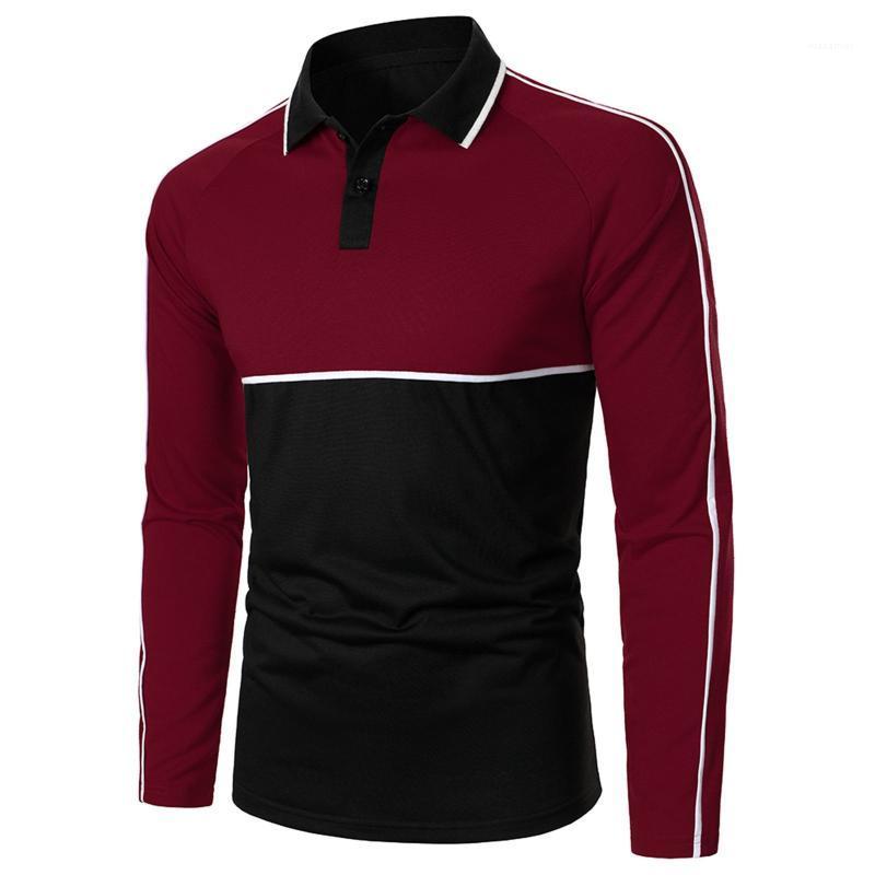 

Men' Casual Shirts Jaycosin Fashion Commuter Autumn Stitching Loose Design Lapel Long Sleeve Top Camisas De Hombre, Red