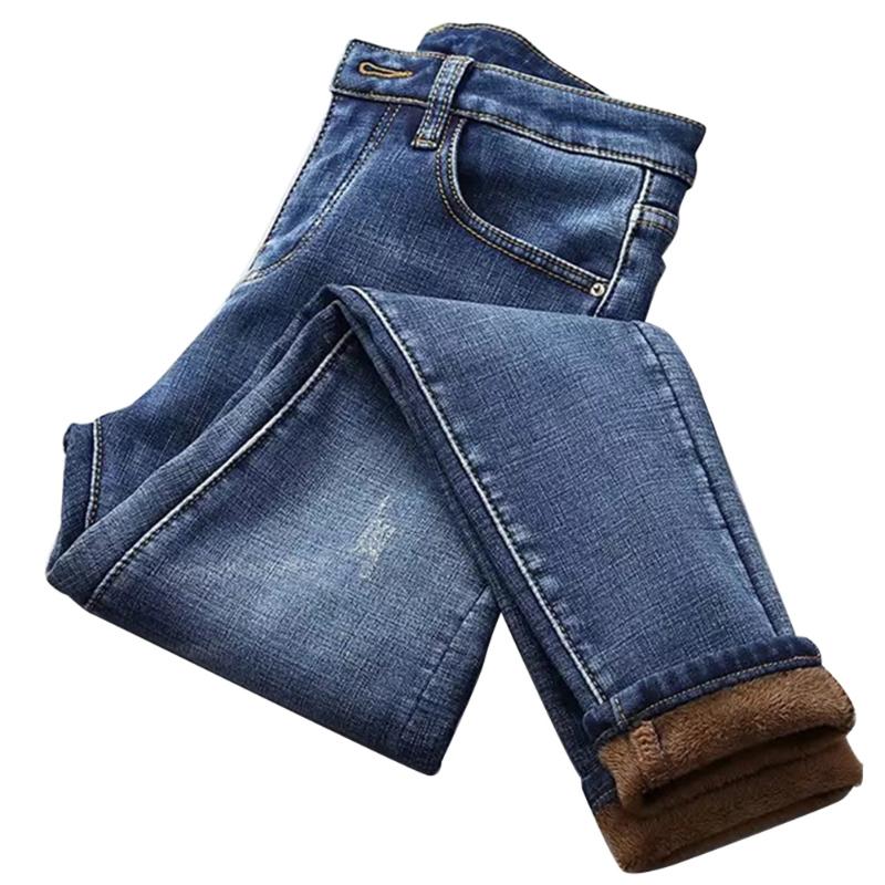 

Women's Jeans Women High Waist Thermal Fleece Lined Denim Pants Stretchy Trousers Skinny DIN889, Black
