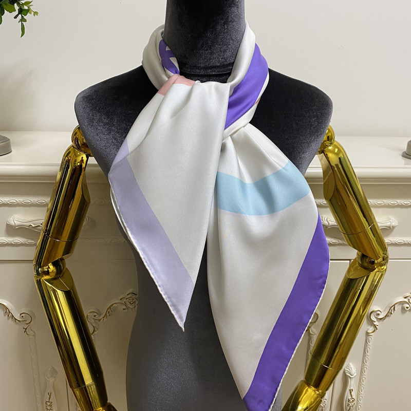 

Women's square scarf scarves goodquality 100% twill silk material white pint letter pattern size 90cm- 90cm