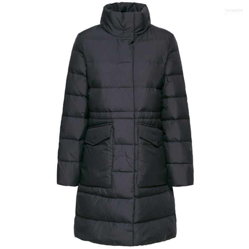 

Women's Down & Parkas Jacket Mid-length Duck Waist Stand-up Collar Women Winter Clothes Luci22, Black