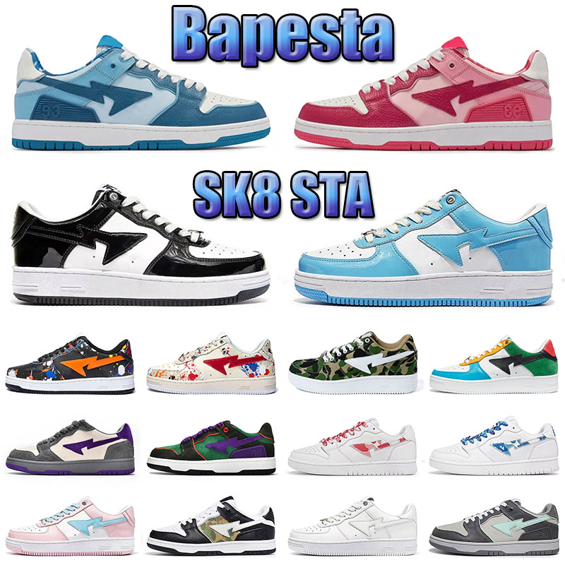 

Bapestas baped SK8 Sta mens Running shoes bapesta Classic Designer camo black white green red orange camouflage men women trainers sports sneakers Platform shoes, 36-45 patent leather black white