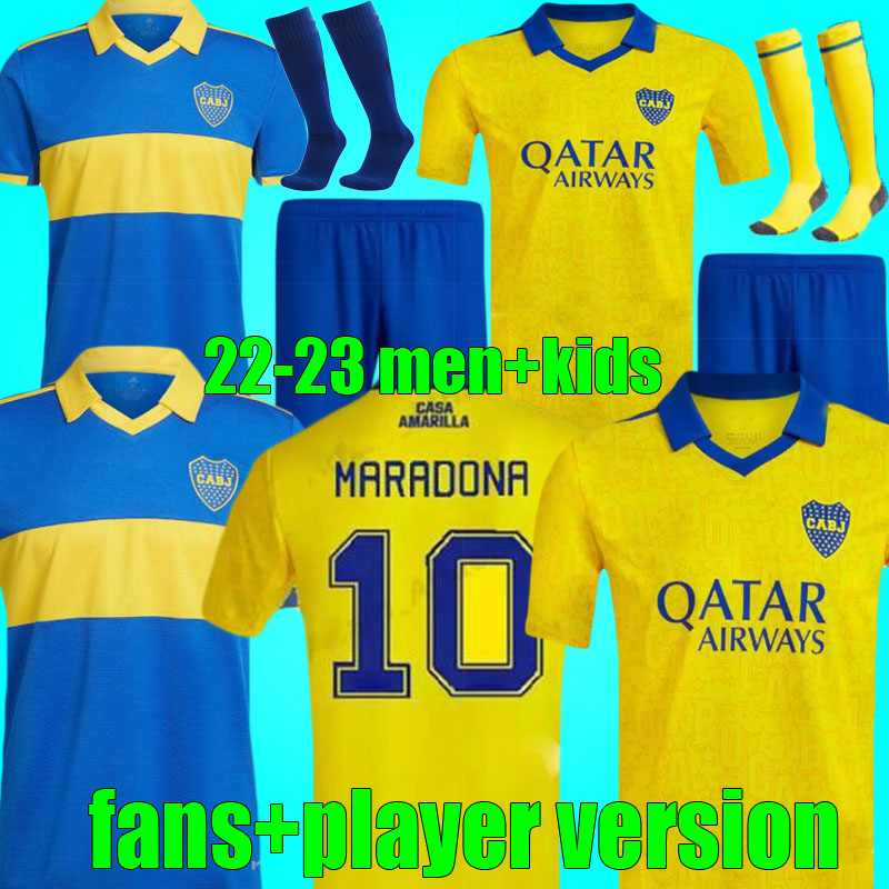 

22 23 Boca Juniors soccer Jersey fans player version Camiseta 2022 2023 VILLA SALVIO MEDINA VARELA Tercera Yellow Salvio Pavon football shirt Men kids kit uniform, 22 23 third full set