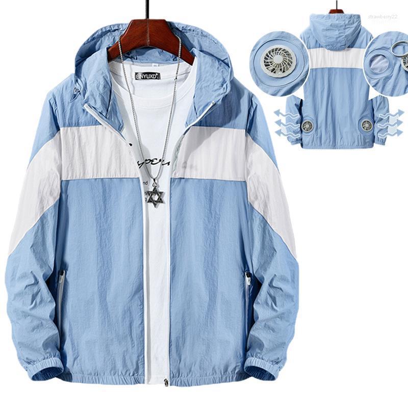 

Men' Vests Japanese Fan Air Conditioning Jacket Summer Cooling Electric Factory Coat Anti Heatstroke Sun Protection Outfit Top Stra22, Blue