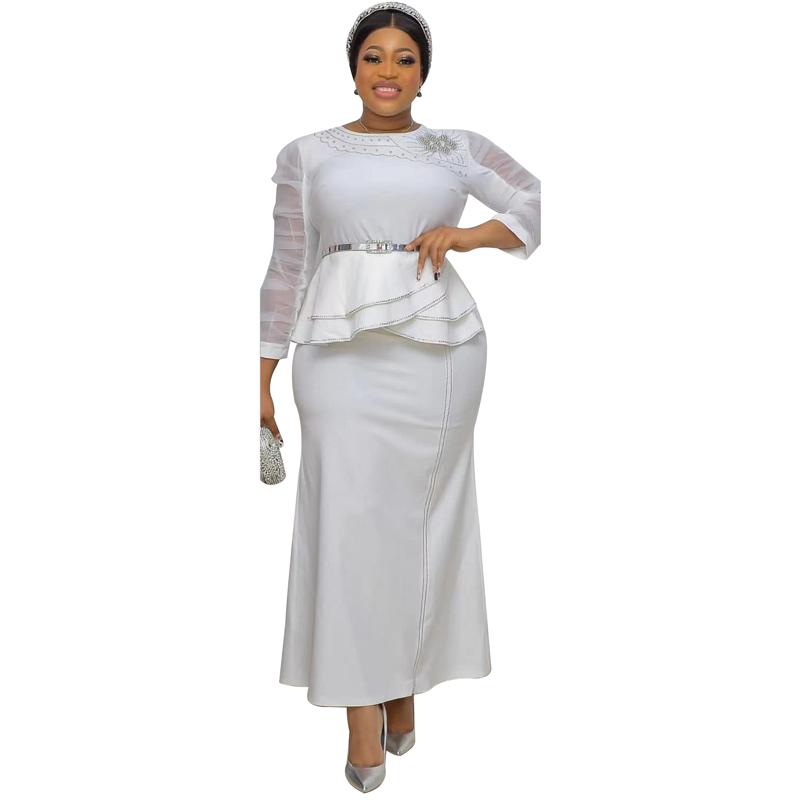 

Ethnic Clothing African Maxi Dresses For Women Mesh Splice Full Sleeve Africa 2022 Elegant Traditional Robes OL Party DressEthnic