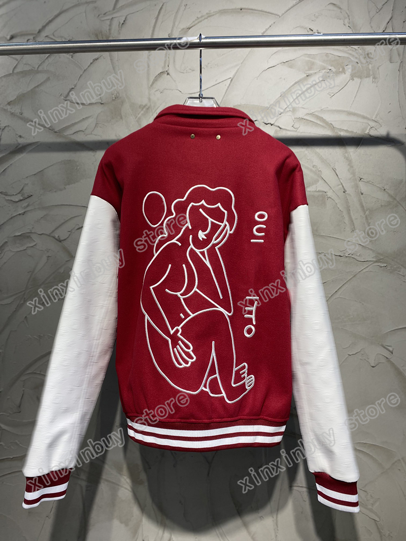 

22ss Designers Hooded Jackets Men Women Paris Red girl embroidery Woolen Lapel Neck Streetwear white blue black S-XL