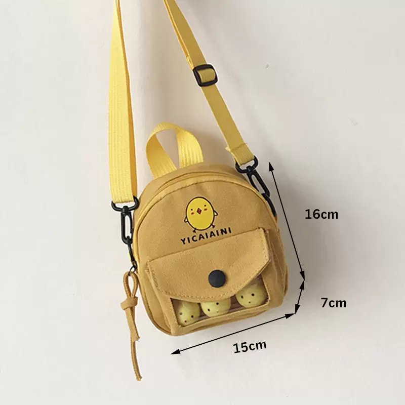 

Canvas Small Kawaii Handbags Transparent Shoulder Bags Student Girls Cute Messenger Bag Female PVC Cartoon Pack School Bag, White