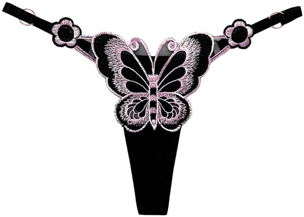 

Women's Plus Size Underwear Sexy Butterfly Thong Embroidered Erotic Panties Red Printed Briefs Bikini Elastic Sissy Knickers Y6Pt#Women's, Black