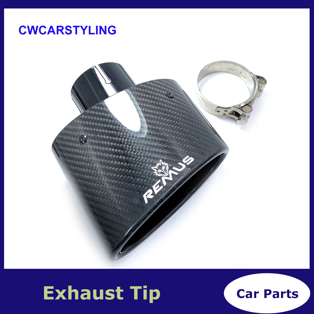 

Glossy Carbon Fiber Car Muffler Tip Exhaust Pipe Nozzle Decoration Universal Stainless Black Oval 150mm Tilting Left Right