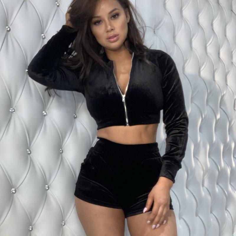 

Women' Tracksuits 2022 Spring And Autumn Style Fashion Short Sports Leisure Cashmere Sexy Sweater Top Shorts Set Female