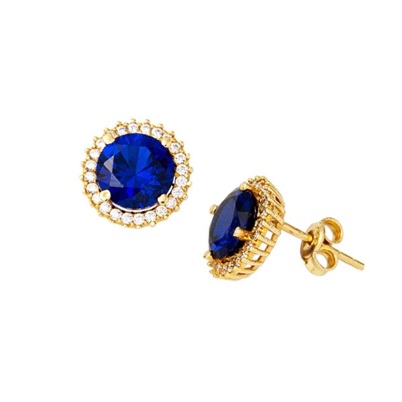 

Clip-on & Screw Back Dark Blue Cubic Zirconia Gold Earrings